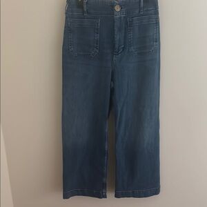 Maeve Blue Ankle Cropped Wide Leg Jeans